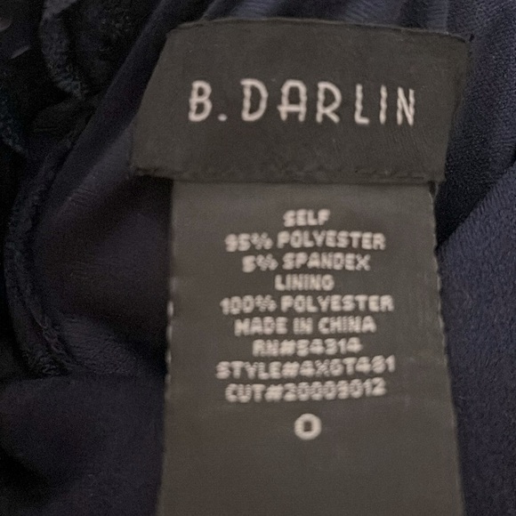 Navy Scalloped V-Neck Mini Party Fit + Flair Dress - Picture 4 of 4